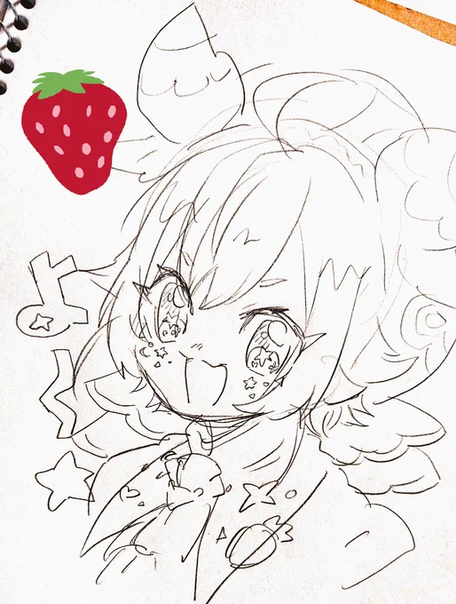 いちごちゃんは絶対カラーで描きたい…描けたらタグお邪魔したいなぁ…?つよつようみうしカワイイ…? 