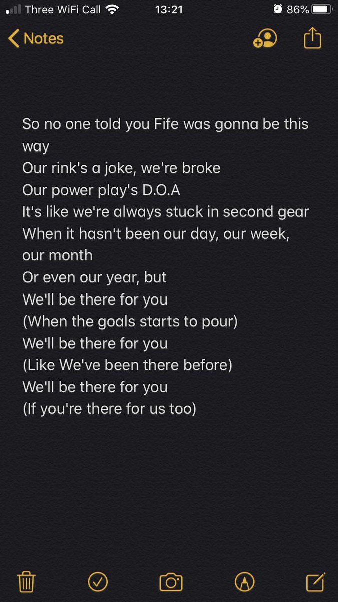 GregWilliams85's tweet photo. @hockey_laura The friends theme tune but we can change the lyrics to this https://t.co/FqsMe9cTiY