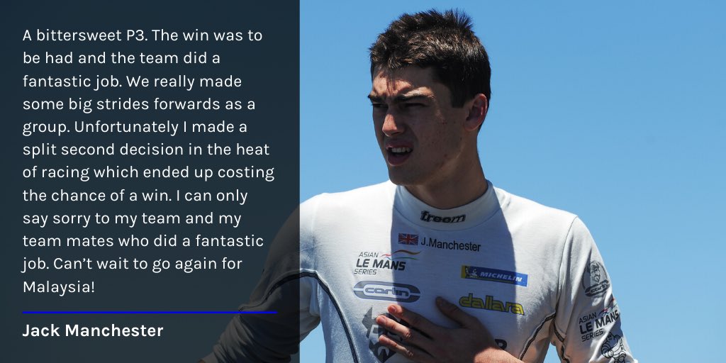 JackRManchester's tweet photo. My thoughts from today... A big thanks to the team, canโt wait to get back out in Malaysia ๐
#MNCHSTR #ThunderheadCarlinRacing #AsianLeMans https://t.co/yWOXBm7MfC