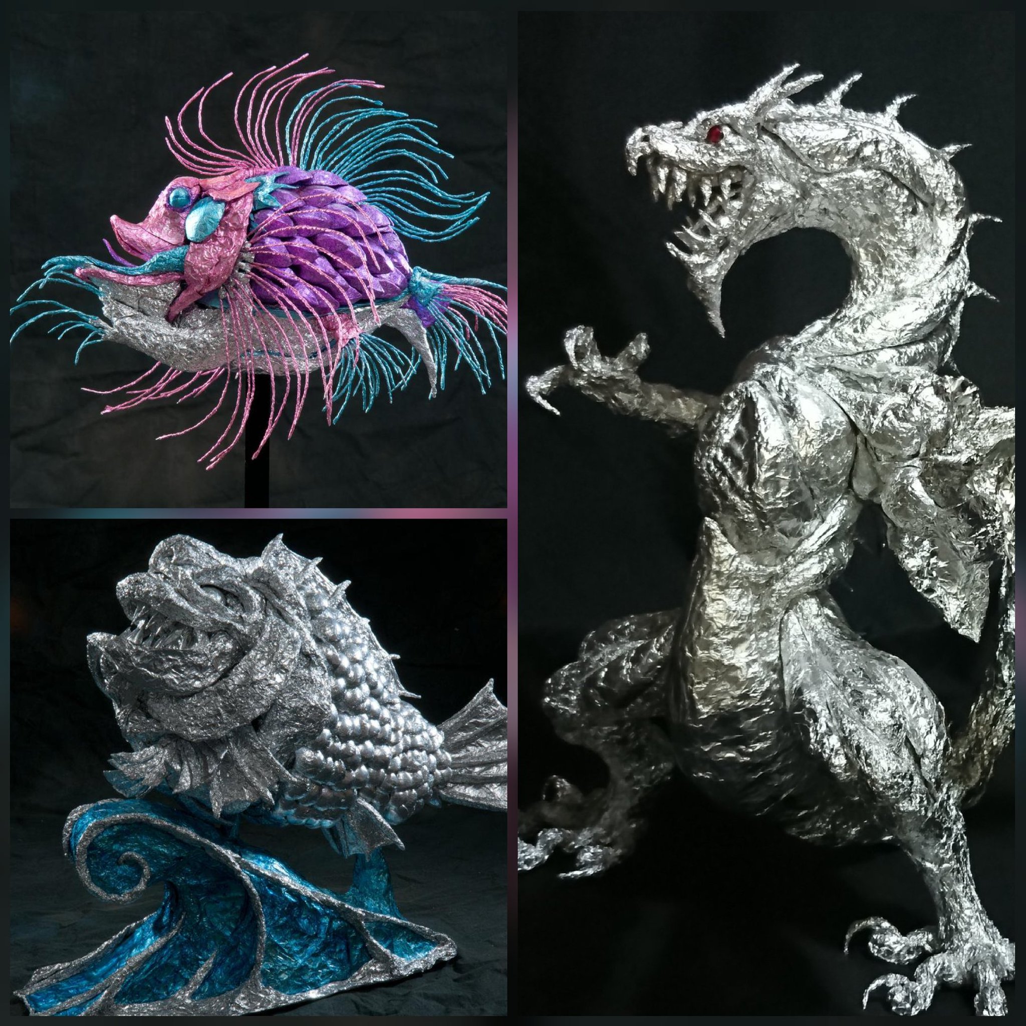 アルミ箔アート 猫 アルミ箔アート 猫 アルミホイルアート（生き物