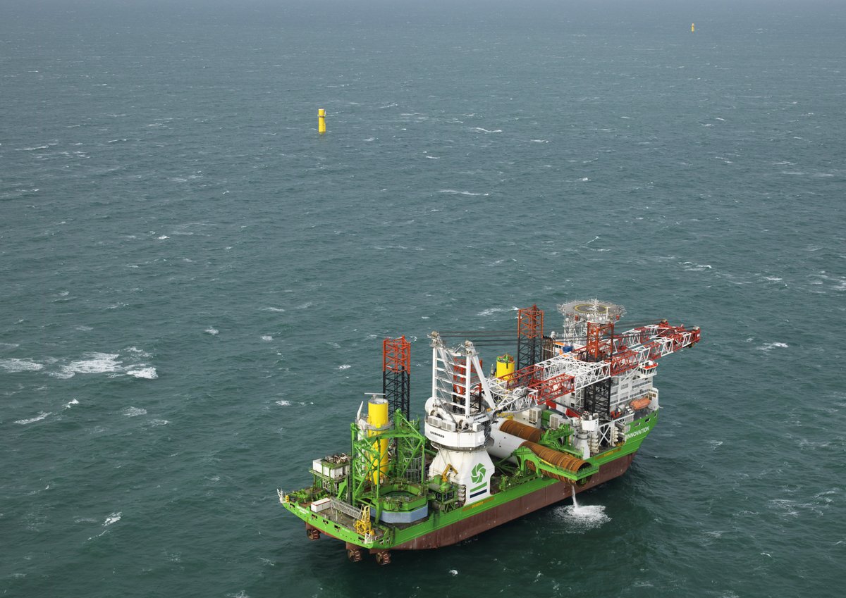 Orsted's tweet photo. Important step in the Netherlands’s shift towards #GreenEnergy 🇳🇱
We’ve started constructing our first Dutch offshore wind farm, Borssele 1 &amp; 2 👏
Once completed, it’ll be able to generate enough green electricity to power around one million Dutch homes: https://t.co/DYfSVqC9KV https://t.co/WZX3fNWvUG