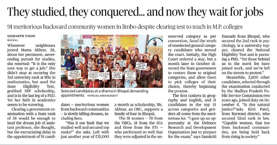 Ankitap54367802's tweet photo. Please provide joining to 91 meritorious females of MPAsst Prof exam
#91UNRFjoining #mpapjoining @jitupatwari @LakhanEast @GovernorMP @lalji_tandon @pcsharmainc @JansamparkMP @News18MP @patrika_mp @DainikBhaskar @highereduminmp @OfficeOfKNath @ndtvindia @zeeMPCG @Nai_Dunia https://t.co/uUb0tILlvy