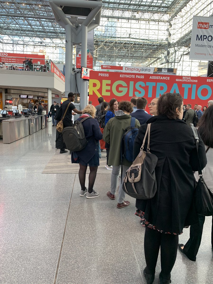 Never in all my years at #NRF did the press / analyst line for badge pickup look like this - because a printer isn’t working. Can they send us to a line where the printer works? #NRF2020