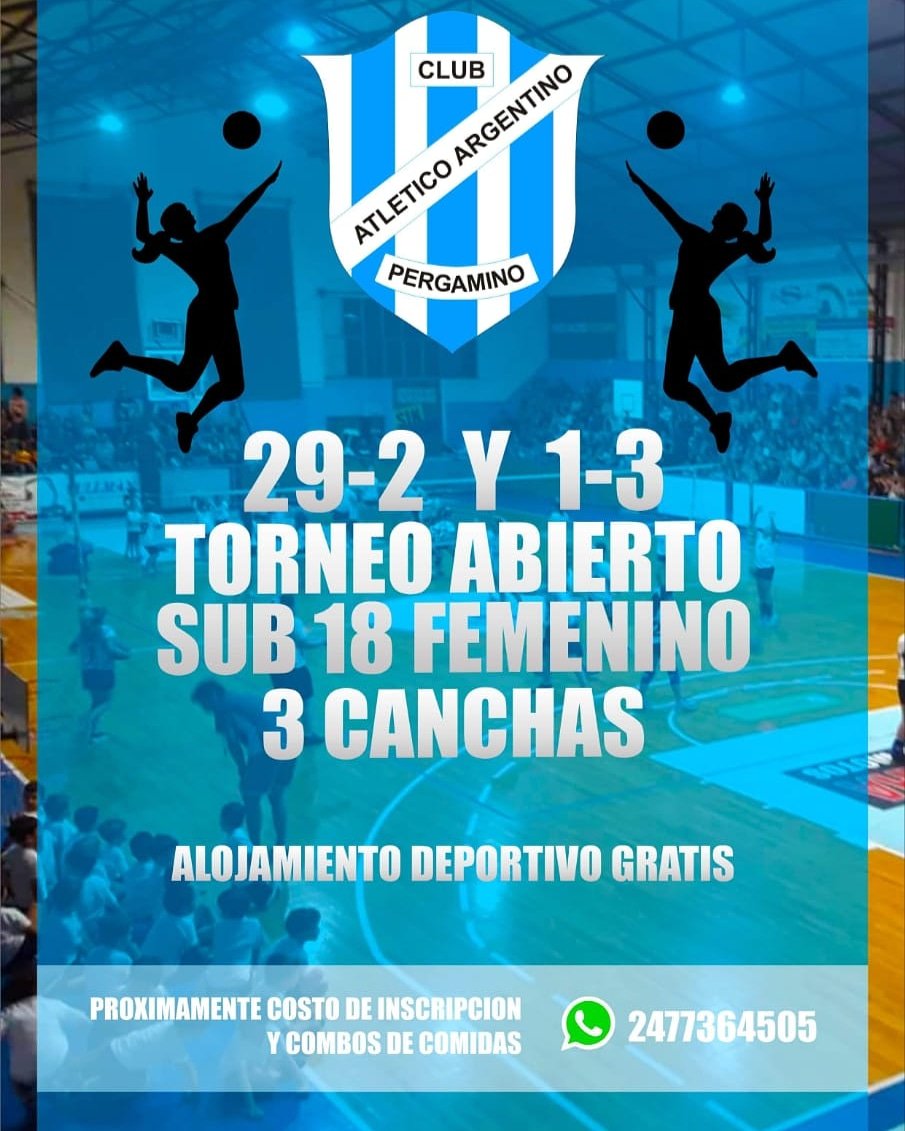 Agendá se viene otro súper evento en el club..."Torneo Abierto Sub 18 Femenino de Voley" 🏐🏅

No te lo pierdas¡¡! Anotate¡! No te quedes afuera¡!