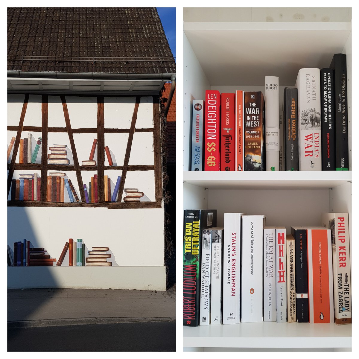 Ankit_Jamwal_'s tweet photo. Came across the village library wall during a walk in the glorious winter afternoon. Came home and reorganised my history books. @James1940 https://t.co/BFuxJB1Zxn