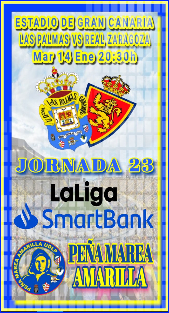 VitoloUDLP's tweet photo. Jornada 23
Martes 14 enero 20:30h
@LaLiga @UDLP_Oficial @RealZaragoza 
@AmarillaMarea https://t.co/uETDYEUFMB
