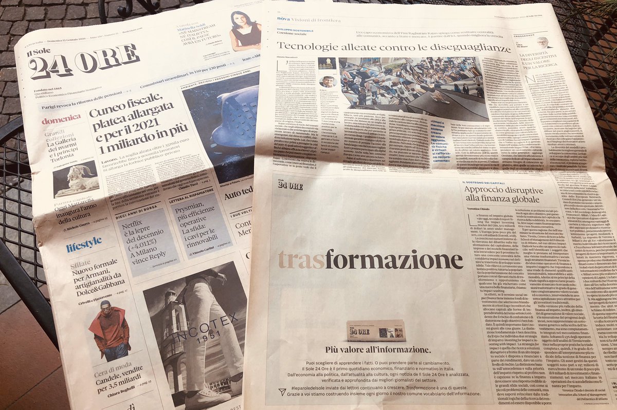 Tiresia_Polimi's tweet photo. Oggi su Il @sole24ore il nuovo articolo firmato da Veronica Chiodo sullo stato della finanza per l’impatto sociale e la #radicalità.  #tiresiaimpactoutlook2019 #disruption #impactrevolution  #rassegnastampa @Tiresia_Polimi @polimi @Vero5589 @mariocalderini  @macca1308 https://t.co/UfPdn7RYKl