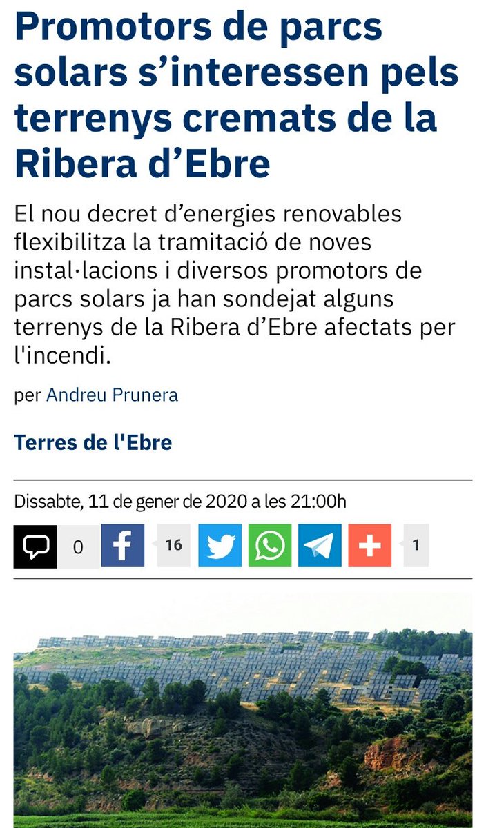 adelaguia_cat's tweet photo. Lo @govern de la #Generalitat serà tan irresponsable que deixarà instal·lar parcs solars a les zones cremades i agrícoles de #Catalunya? Si ho permeten els voltors mos cremaran lo @territoricat i deixaran #Cat sense @agriculturacat (despoblament rural, dependència alimentaria) https://t.co/edXXZsgswA