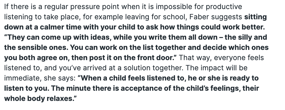 How to be a great listener -- fantastic piece covering listening to:

✓ Children
✓ Someone who's mad...