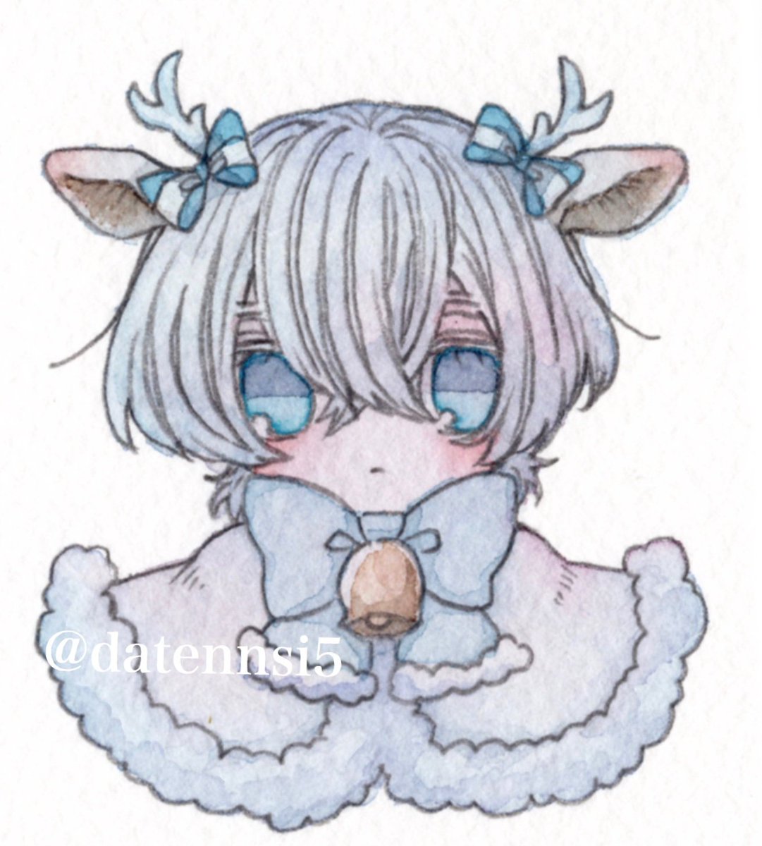 「何も載せられる絵が無いのでクリスマス用に描いた
文くん雪くん哀くんを。

文くん」|慎(しん)居たり居なかったりのイラスト