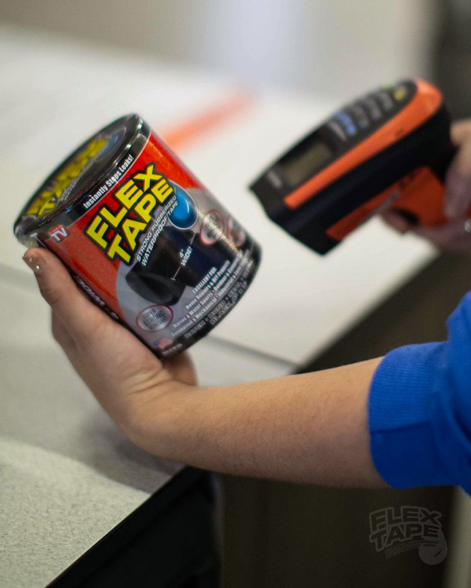 GetFlexSeal's tweet photo. Flex Tape® is the original super strong, waterproof tape that can patch, bond, seal and repair virtually anything! 💪⬛️

It's specially formulated with a thick, flexible, rubberized backing that conforms to any shape or object. 

Get started on your #FlexDIY project. https://t.co/Eo2mvYgxmo