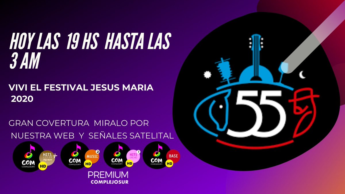 complejosurnet's tweet photo. Hoy todo el día talento argentino Festival Jesús María 2020 míralo por nuestra web y app todos los canales de #COMHITS 😍😎 https://t.co/crf7WAhK1d