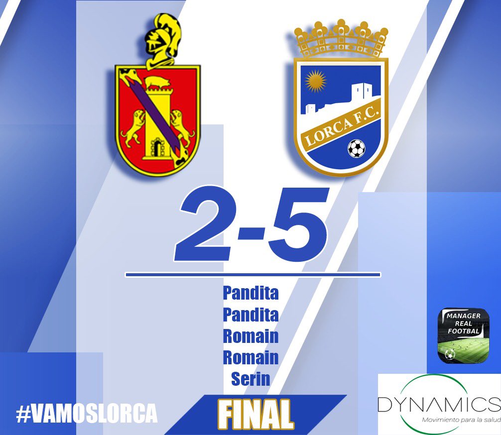 LorcaFCSAD's tweet photo. Buen partido del equipo a domicilio que gana 2-5 a @EGelpalmar con goles de Ishan Pandita X2, @CambraRomain X2 y Serin 
¡Gran trabajo!
#VamosLorca
@dynamicsalud https://t.co/Tf2o0cWRVC