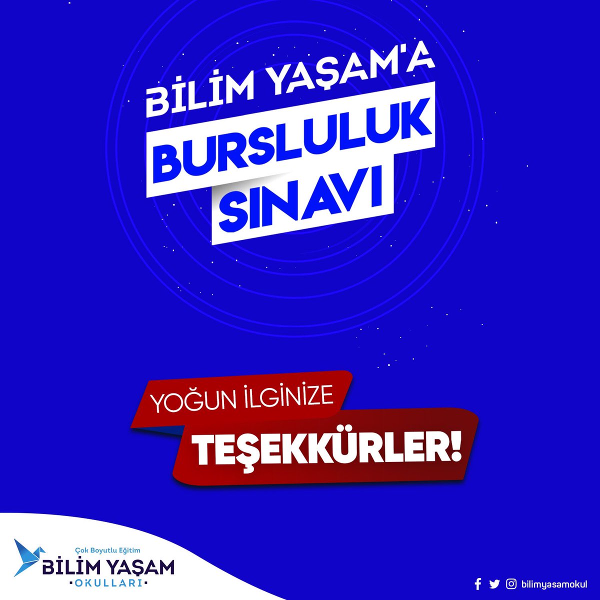 Bursluluk sınavımıza gösterdiğiniz yoğun ilgiye teşekkür ederiz. 
#bilimyaşamokulları #bursluluksınavı #bursluluk