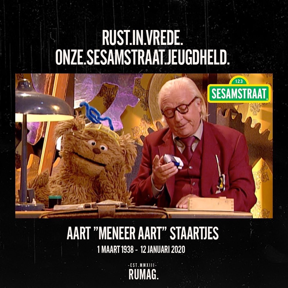 rumagnl's tweet photo. Ik vind 2020 echt niet leuk. Rust in vrede, oom Aart ❤️ #meneeraart #AartStaartjes https://t.co/f0MRO0RtOR