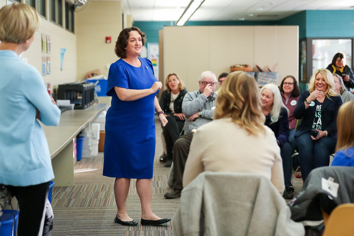 Katie Porter at the Mason City town hall.