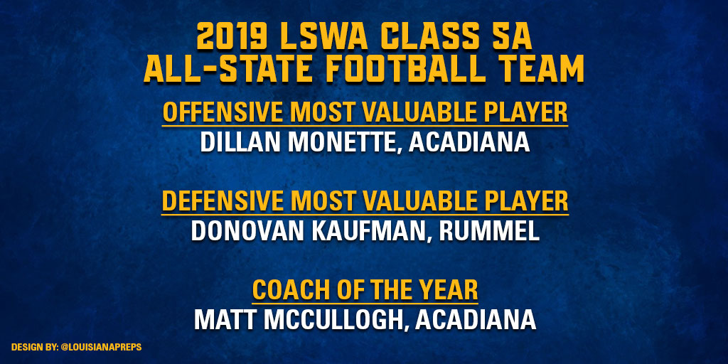 GeauxPrepsLA's tweet photo. 2019 LSWA Class 5A All-State Football Team: https://t.co/qkxe1Fz1tM