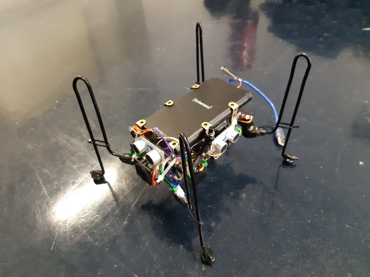PeterLeibl's tweet photo. Und nun sind die 7 Projekte der Mechatronischen Integration im Bachelorstudiengang Mechatronik/Feinwerktechnik abgeschlossen und ein Demonstrator krabbelt mit viele Getöse davon. https://t.co/fS6sJMTwno