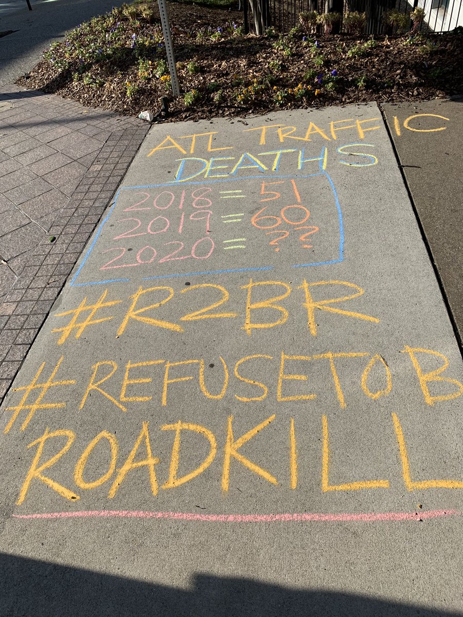 PeepsLawyer's tweet photo. The sidewalks outside #Atlanta City Hall tell the story. People are tired of being killed just for being on a bike. #RefusetoBeRoadkill #R2BR #RTBR https://t.co/I6wLS2b2ky