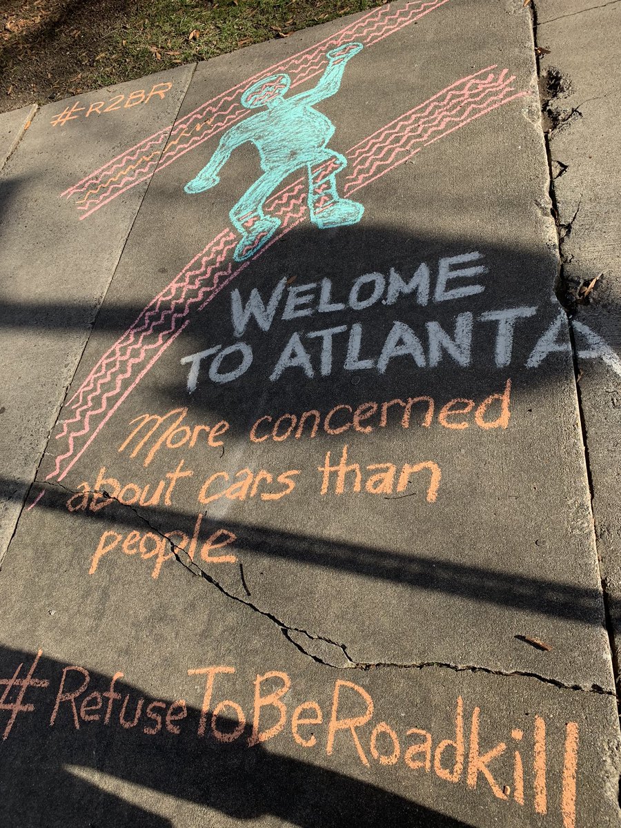 PeepsLawyer's tweet photo. The sidewalks outside #Atlanta City Hall tell the story. People are tired of being killed just for being on a bike. #RefusetoBeRoadkill #R2BR #RTBR https://t.co/I6wLS2b2ky