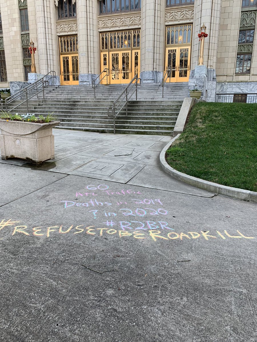 PeepsLawyer's tweet photo. The sidewalks outside #Atlanta City Hall tell the story. People are tired of being killed just for being on a bike. #RefusetoBeRoadkill #R2BR #RTBR https://t.co/I6wLS2b2ky