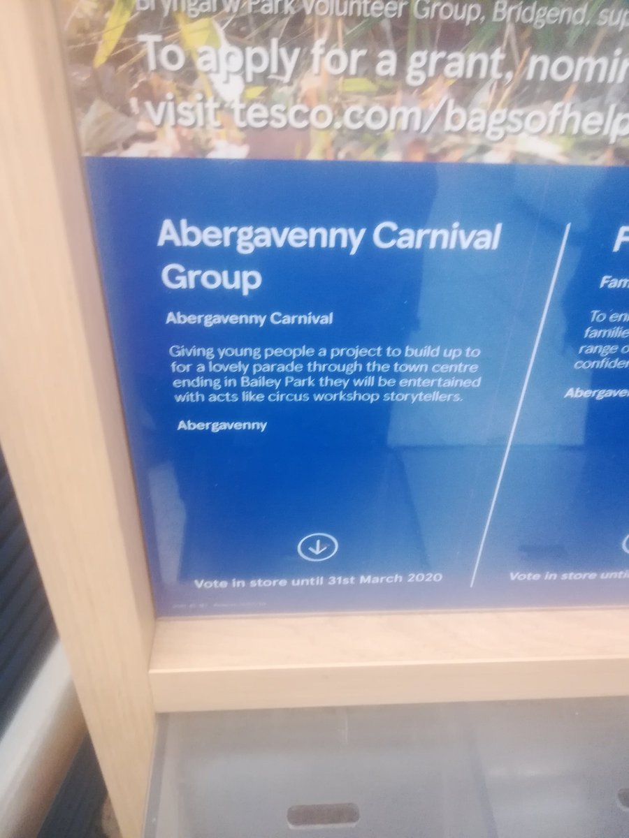 AbergavennyCar1's tweet photo. If you shop in Tesco, please support us with the blue coins #abergavennycarnival2020 https://t.co/F09wJGS9hV