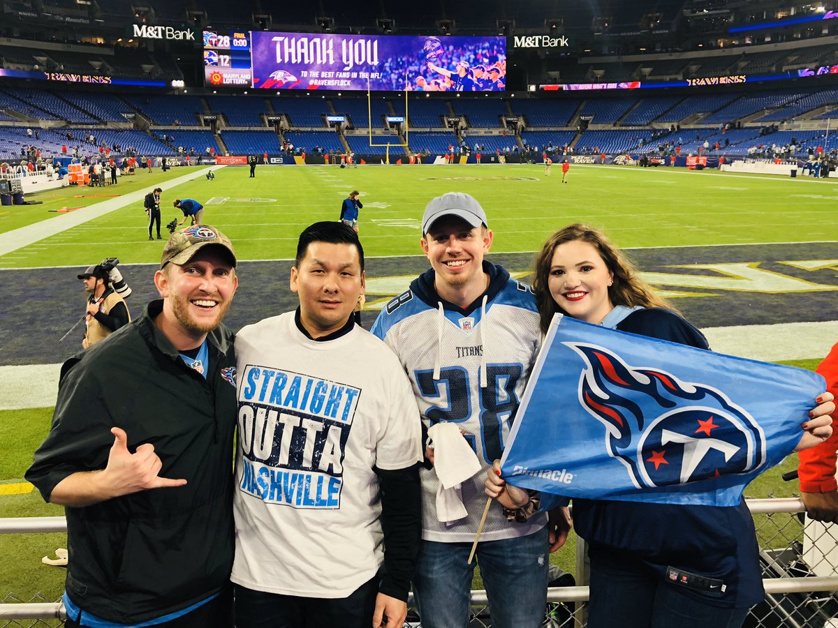 Thank you <a href="/POTUS/">President Donald J. Trump</a> for the recognition for our HUGE win over <a href="/Ravens/">Baltimore Ravens</a>! These <a href="/Titans/">Tennessee Titans</a> fans are on their way to <a href="/washingtondc/">Visit Washington, DC</a> to check out the White House. Feel free to invite us in to celebrate Titan style! #TitanUp See you soon <a href="/POTUS/">President Donald J. Trump</a>!!