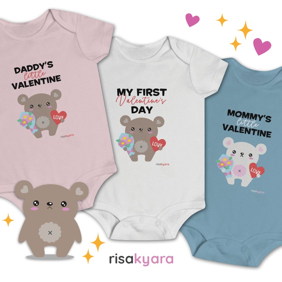 RisaYanai's tweet photo. My First Valentine Onesie now available :D Also available in Daddy's Little Valentine and Mommy's Little Valentine 💝 #myfirstvalentine #babygift #instafashion #fashion #infantfashion #valentineonesie #mommyslittlevalentine #daddyslittlevalentine #bearvalentine https://t.co/k3IqGAJb3s