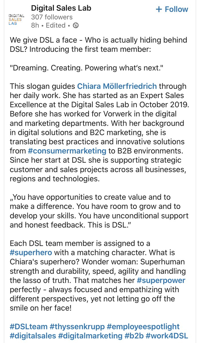 ISDCounselling's tweet photo. Our latest #ISDSuccessStory features Chiara Möllerfriedrich from the #ISDClassof2012. Read about her experience in #DigitalMarketing at #ThyssenKrupp's #DigitalSalesLab. https://t.co/WIJ8eT61Xc