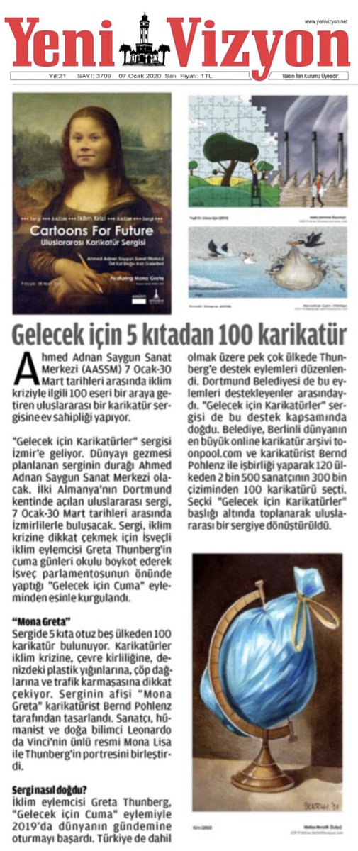 AASSM_'s tweet photo. 2️⃣Basında #AASSM. #İzmirBüyükşehirBelediyesi #sergi #konser #müzik #karikatür #haber #basın #gazete #sanat #cartoonsforfuture #SanatİzmireÇokYakışıyor @izmirbld @MenekseCam https://t.co/nWBlUgyAjt