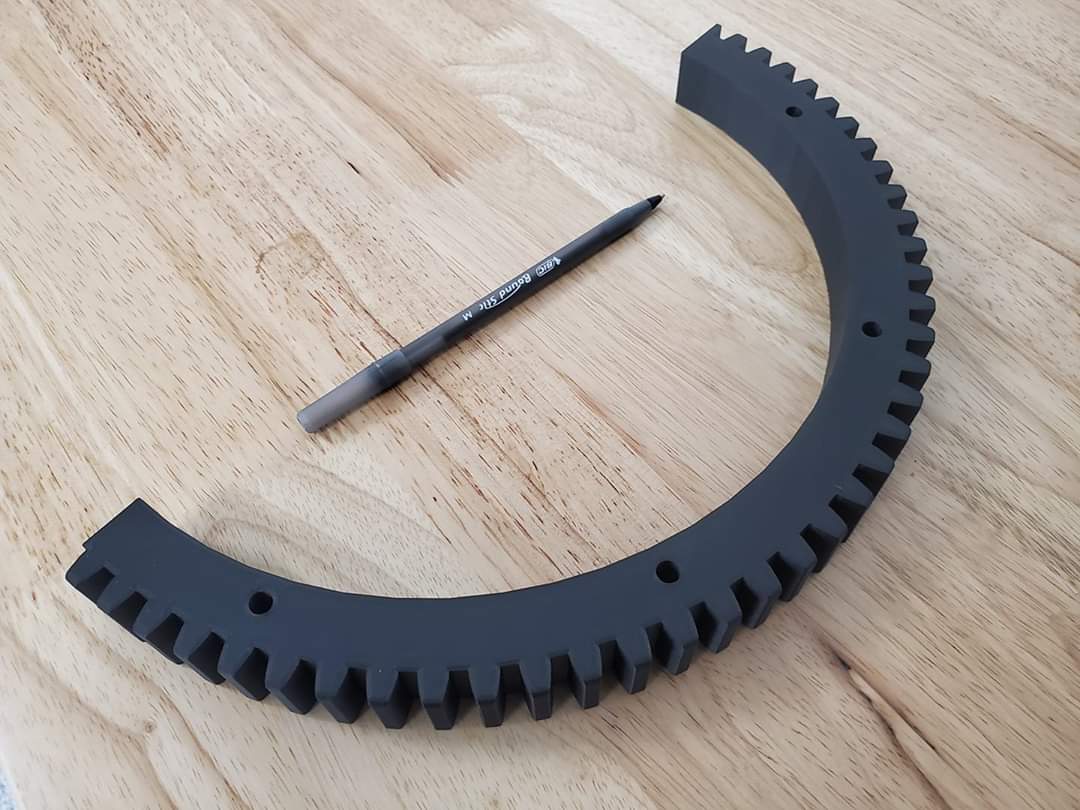 Something new to our team this year is that we have access to two <a href="/Markforged/">Markforged</a> 3d printers thanks to Ashley Furniture. Yesterday, we printed half of our shooter rotator gear on an X7.  This gear is made of Onyx and is reinforced with carbon fiber and is as strong as 6061 aluminum.