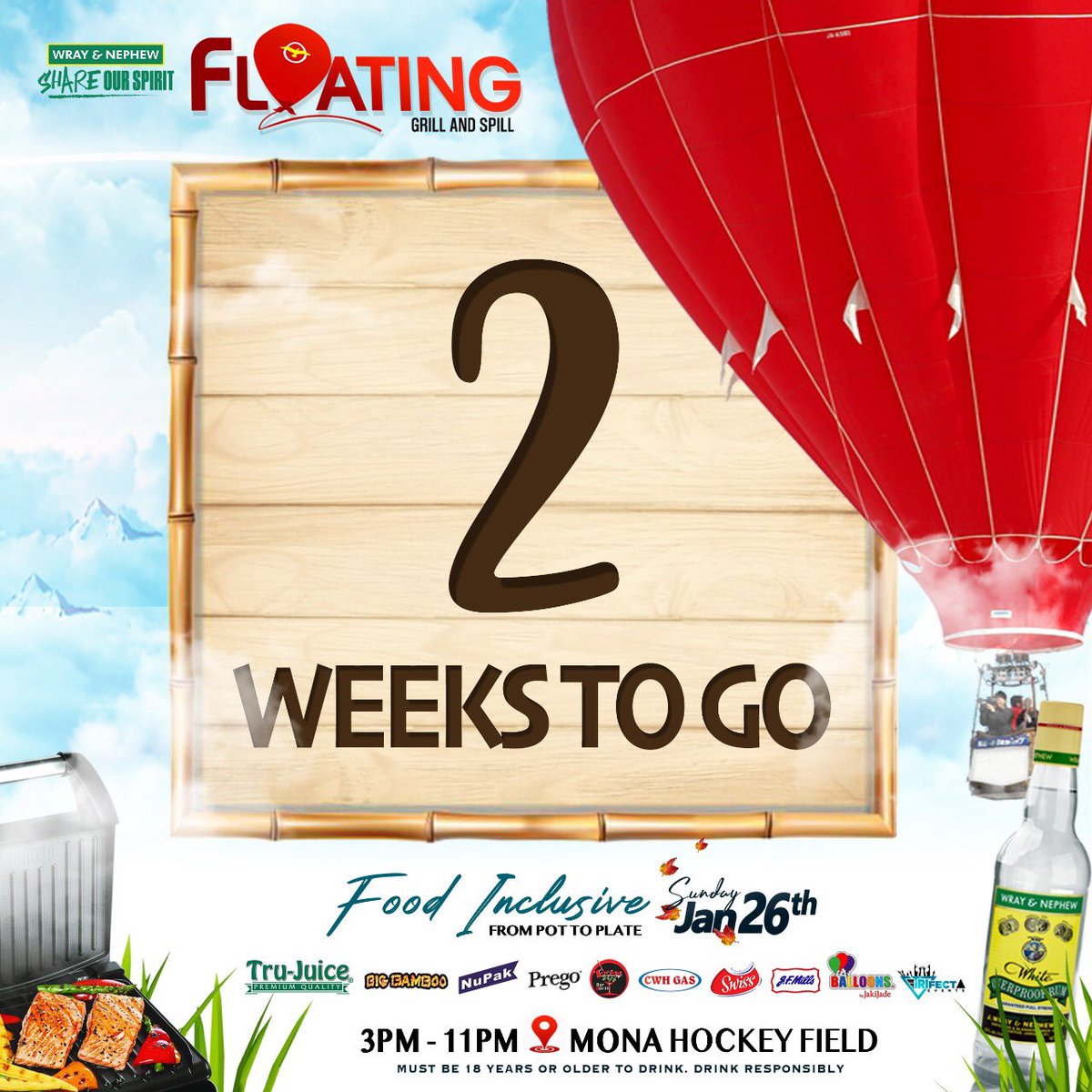 ohzeenjm's tweet photo. In 2 Weeks, Mona Hockey Field Comes Alive !!
Presold: $4000 | Gate: $5000
Outlets: Fontana Pharmacy (Barbican), Genus Pharmacy (Portmore), Xtras (Mall Plaza), Escape 24/7 (New Kingston)
#FloatingJa #FromPotToPlate #ComeFloatWithUs π https://t.co/CLjfdQXHkS