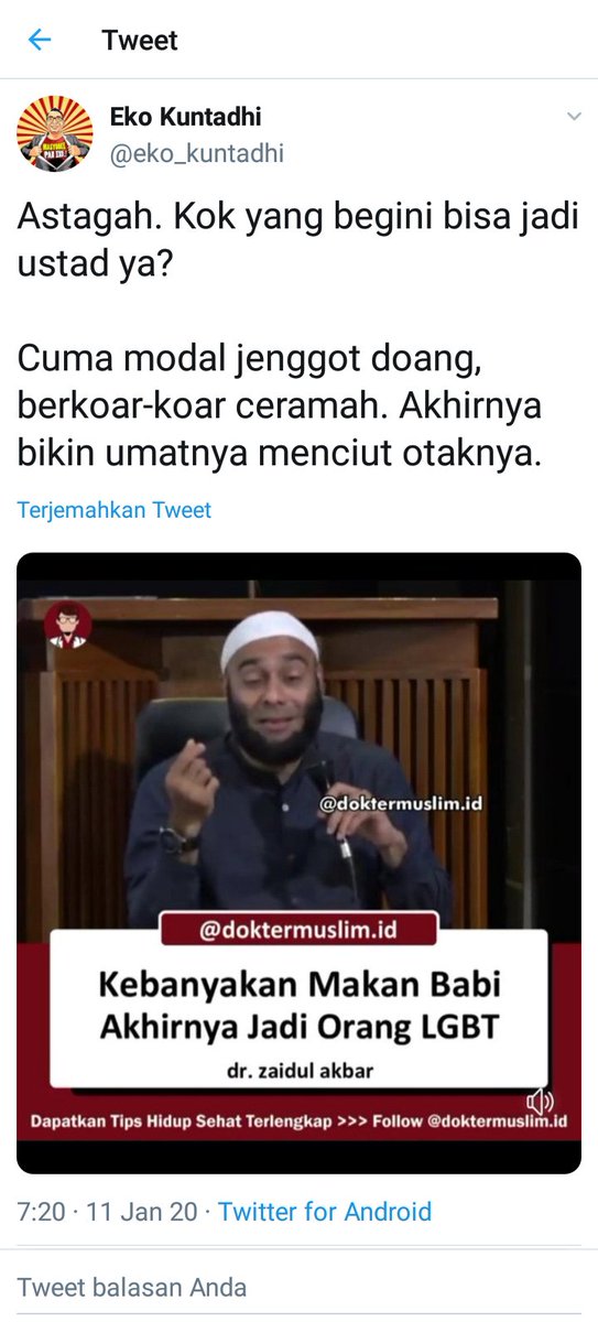 jaqchrome's tweet photo. Anda @eko_kuntadhi sudah menyebarkan HOAX dan memfitnah @drzaidulakbar dgn mengedit gambar screenshot video dari akun IG @.doktermuslim.id https://t.co/RHIMjUgQyJ
