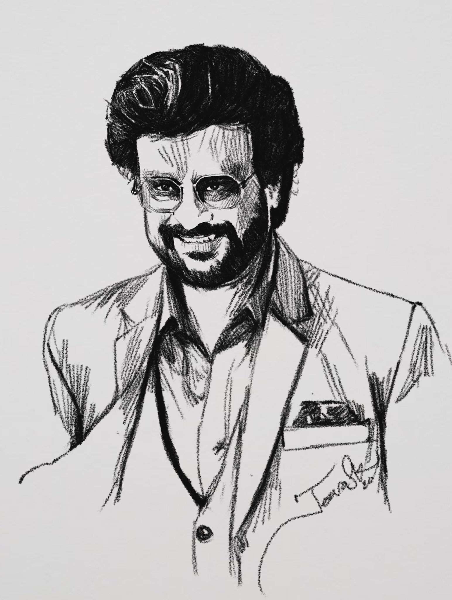 ArtStation Jailer Super Star Rajini Kanth Pencil Sketch, 54 OFF