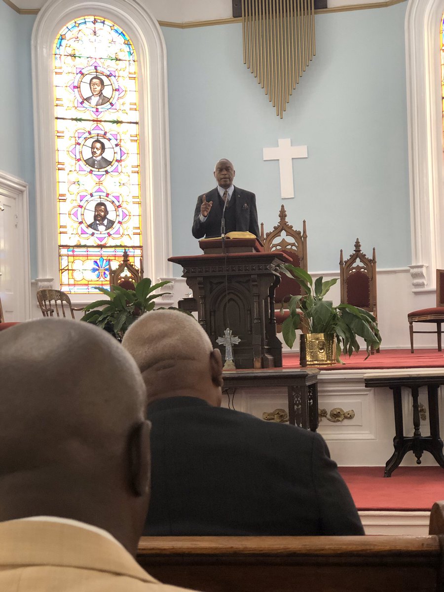 SarahRiggsAmico's tweet photo. Grateful to have joined @First_African, the oldest Black church in North America, this morning. @AmenTNT delivered a powerful sermon “The Danger in Not,” from Matthew 25:41-46. https://t.co/H4oN2RqcMN