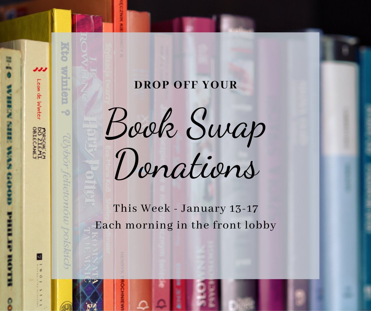 readingresource's tweet photo. Mallards, don’t forget to clean out your bookshelves & bring in your pre-loved books for our upcoming book swap! Then, mark your calendar to attend our Book Swap event, Jan. 23, 6:00-7:30pm. A great chance to get some new books before our Read-a-Thon! #mallardsread #bexleybold https://t.co/uE6J8yQ6S6