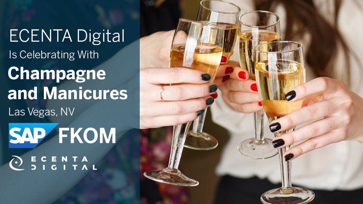 ECENTADigital's tweet photo. We’re starting the new year right! Don’t forget to catch us in Las Vegas at @SAP #FKOM. 
 #SAP #SAPFKOM #FKOM2020 #SAPPartner #Vegas #Manicures #Champagne https://t.co/AVHshFm3Vj