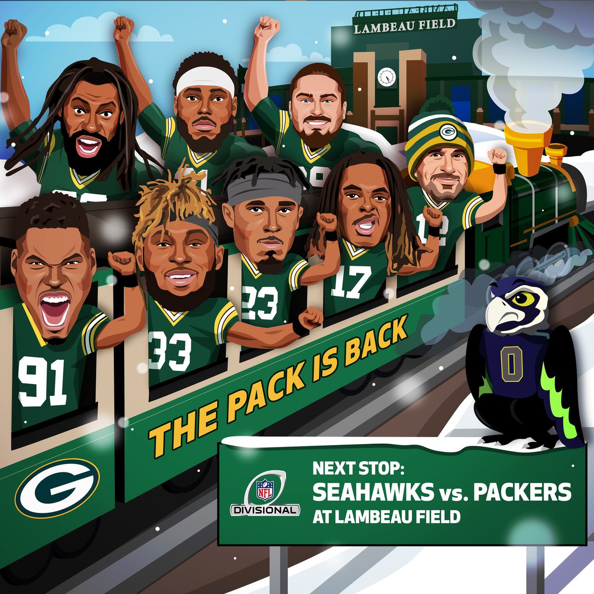packers's tweet photo. Let’s roll. 🚂

#ThePackIsBack | #GoPackGo https://t.co/TQ0JBNCLZW