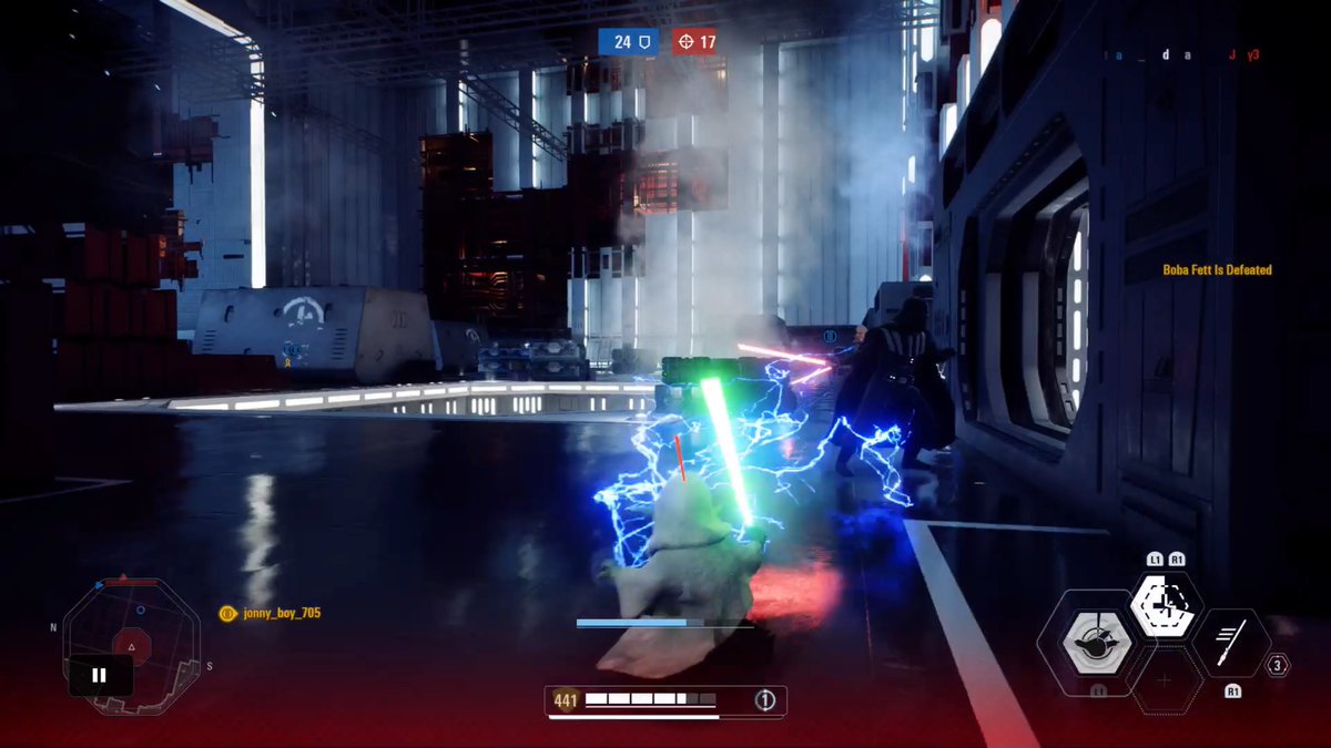 j0nnybrav0gam3r's tweet image. Double zap. #ForceLightning #MasterYoda #CountDooku #DarthVader #StarWars #Battlefront2 #PS4share