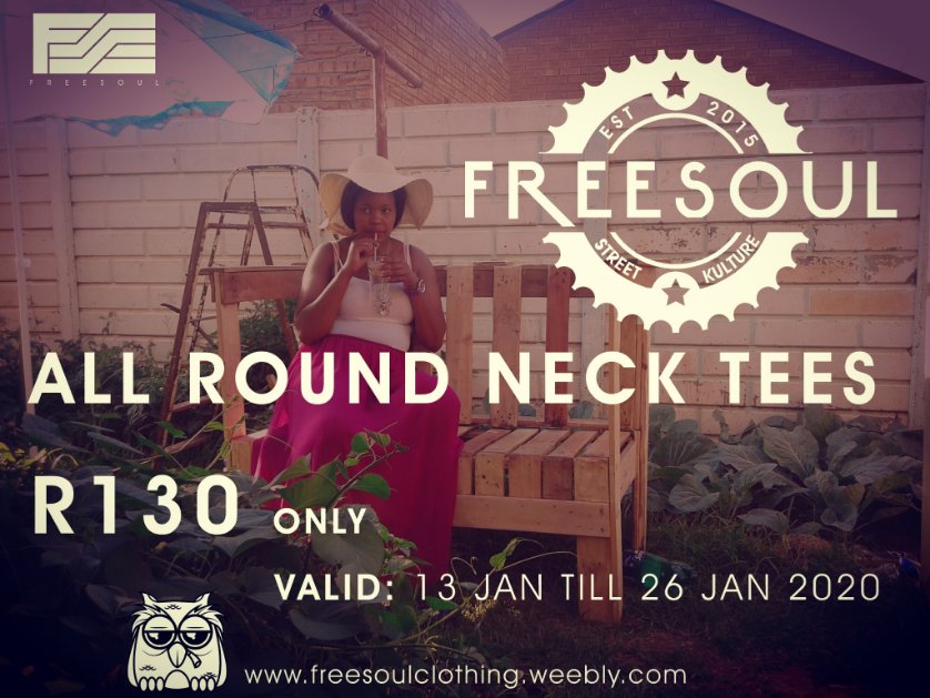 FreesoulZa's tweet photo. Freesoul round neck tees promo
#freesoul
#street kulture
#kasifresh https://t.co/gX35l67S7N