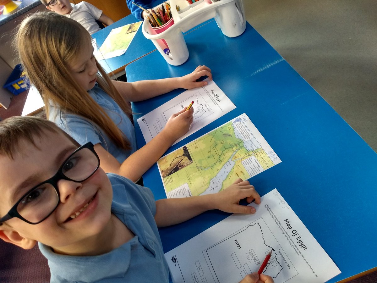 MissPark89's tweet photo. Last week P3 started our new topic, Ancient Egypt. We looked at a map of Egypt and located important features and places @greenriggps1 https://t.co/U9CLskTUFc