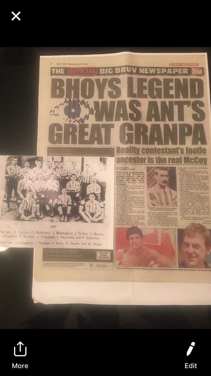We look forward to welcoming a big Celtic man (and former Big Brother winner!) <a href="/anthonyhutton/">Anthony Hutton</a>, his mum and his grandmother in to the TIC for a game shortly. His great-grandfather, John Curran, played for Celtic from 1892-1894! 🍀