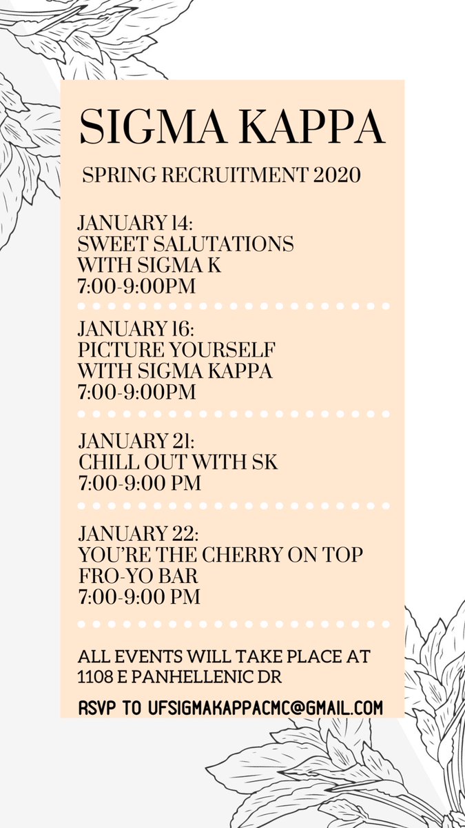sigmakappauf's tweet photo. Interested in spring recruitment? Come meet some of our sisters at our recruitment events coming up! https://t.co/v1uNrq9OE5