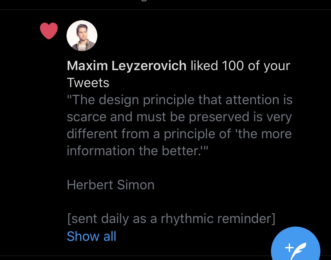 Maxim liked 100 of your tweets
