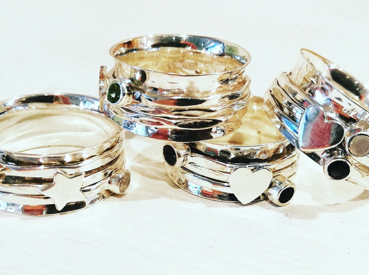 BibiPadstow's tweet photo. Sterling silver spinner rings detailed with stars, hearts and gem stones .
@BibiPadstow 
#newstock https://t.co/un9HTrelFa