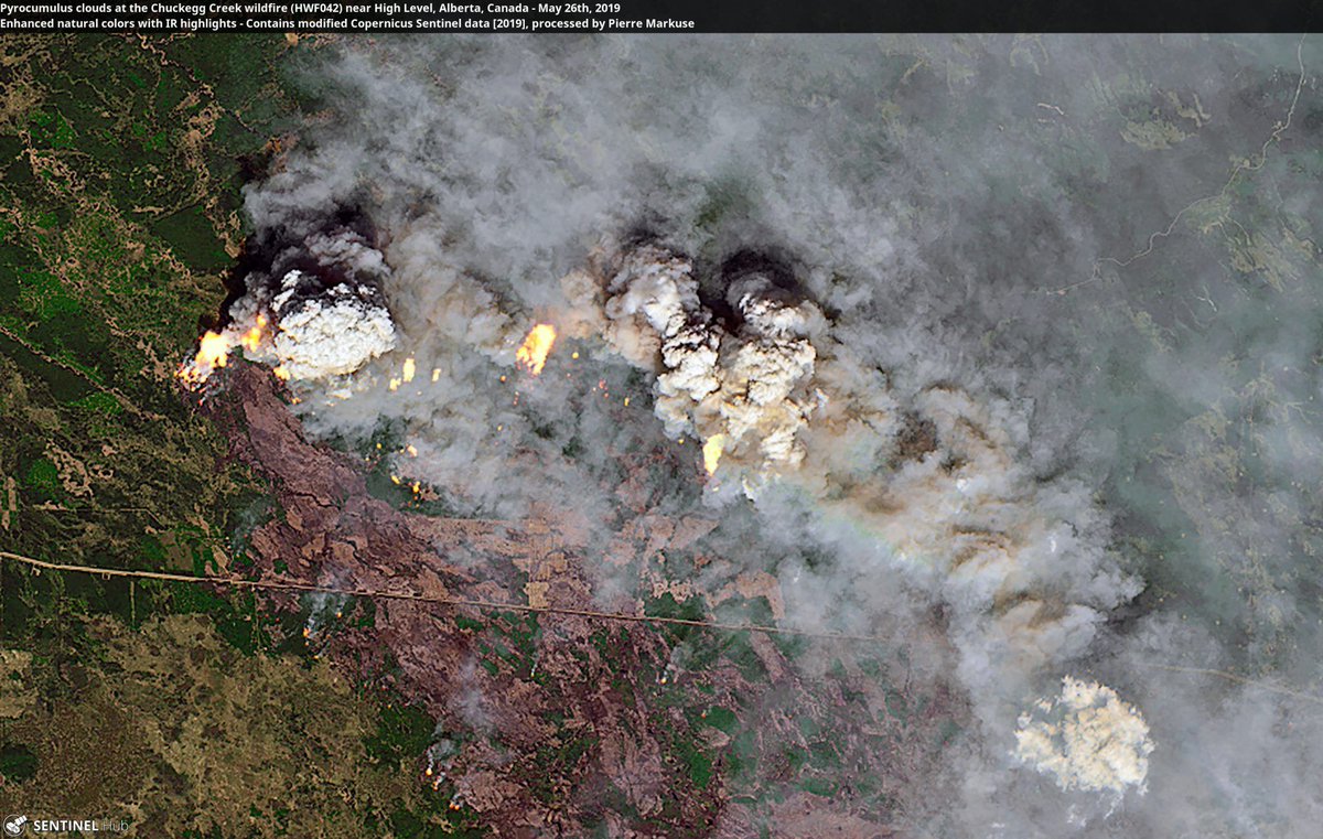 Windycom's tweet image. #Pyrocumulus #clouds at the #HWF042 #wildfire near High Level, #Alberta, #Canada 🛰️ 60 more images: Some of the best #satellite images of 2019 👉 bit.ly/sat-images-of-… (clickable link in @windy_forecast bio)

Credits: @CopernicusEU/@Pierre_Markuse