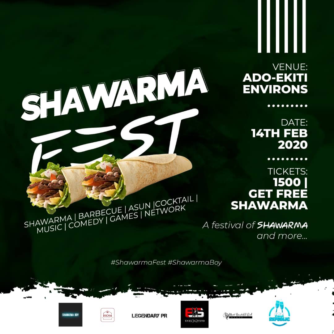 SHAWARMA FEST is on Valentine's day... DM for more details
Shawarma
Barbecue
Asun
Cocktail
Music
Comedy
Games
Network
#ShawarmaFest #ShawarmaBoy