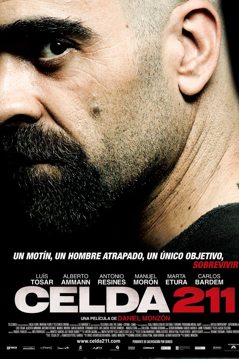 ComoLiaElCine's tweet photo. Hoy os quiero recomendar Celda 211. Impecable thriller carcelario centrado en un motín. Cuenta con un reparto impresionante, destaco el trabajo de Tosar y Zahera. Magnífica historia con unos personajes memorables y dirigida de manera magistral por Daniel Monzón. Indispensable!! https://t.co/htIoMu7NEN