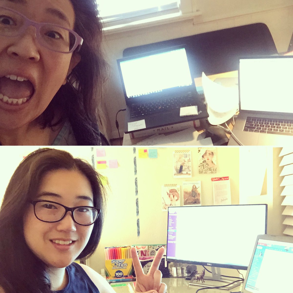 HERbeat behind the scenes! Jen and Emma dual screen working on all the logistics of HERbeat. 

#HERbeat #taikoartsmidwest #taikoisfamily #planningsession