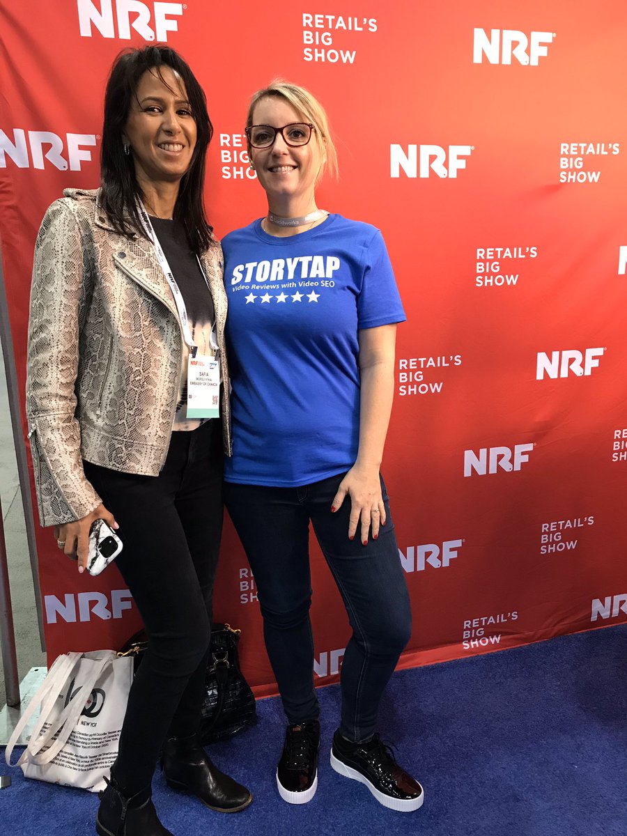ButlerBernadett's tweet photo. Pleasure to have Safia Morsly-Fikai from @CanadaNY stop by our @storytapvideo booth @NRFBigShow to showcase our star rated #videoreview technology. #NRF2020 https://t.co/O3YbZnk6C4